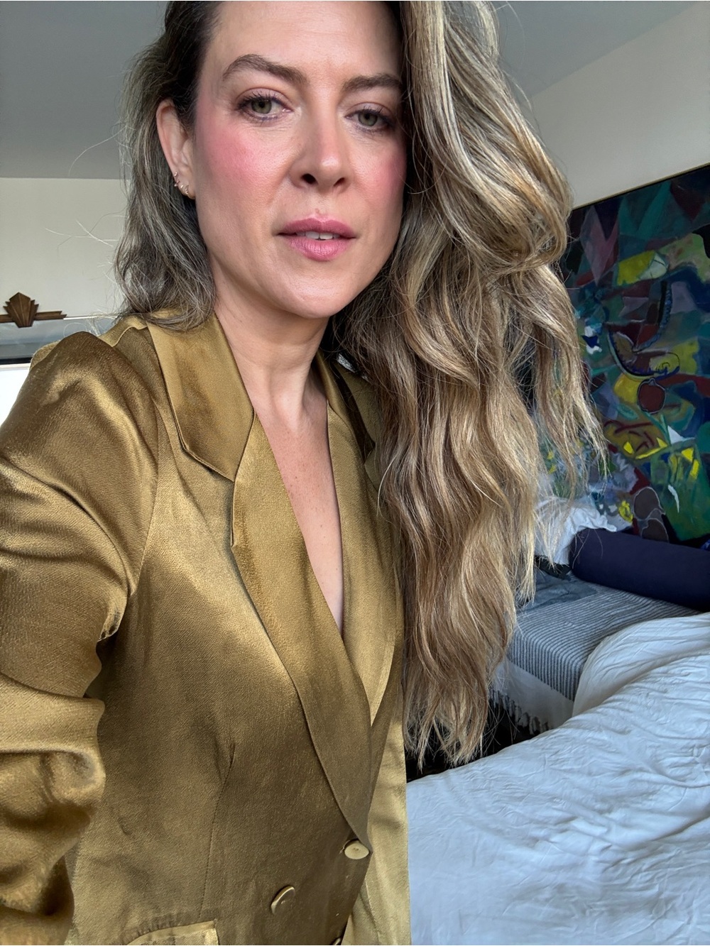 SHONA JOY Giorgia Double Breasted Blazer | Metallic Gold | Size US 4 / AU 8 - Picture 5 of 14